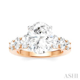 1 1/4 Ctw Oval Shape Oval and Round Cut Diamond Semi-Mount Engagement Ring in 14K Rose and White Gold